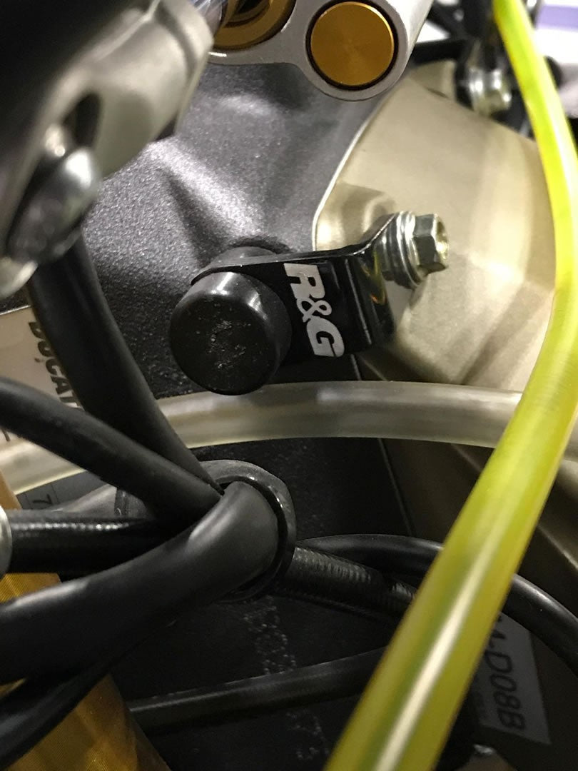 R&G Lockstop Savers (white), Ducati 899/959/1199/1299/V2 Panigale/SF V2 '22- (cannot use manufacturer's steering lock with this product!)