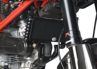 R&G Oil Cooler Guard, RED, Ducati Hypermotard 1100 EVO and EVO SP (not std 1100)