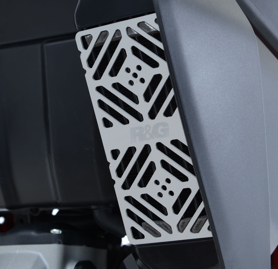 R&G Oil Cooler Guard, brushed aluminium, Ducati Scrambler 800 / Classic / Street Classic / Urban Enduro, Flat Track Pro, Sixty2, Desert Sled, Monster 797
