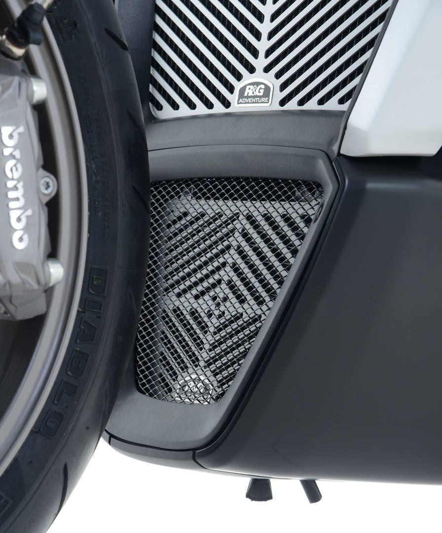 R&G Oil Cooler Guard, brushed aluminium, Ducati Diavel 1260(S) '19-'20 / X-Diavel / X-Diavel S