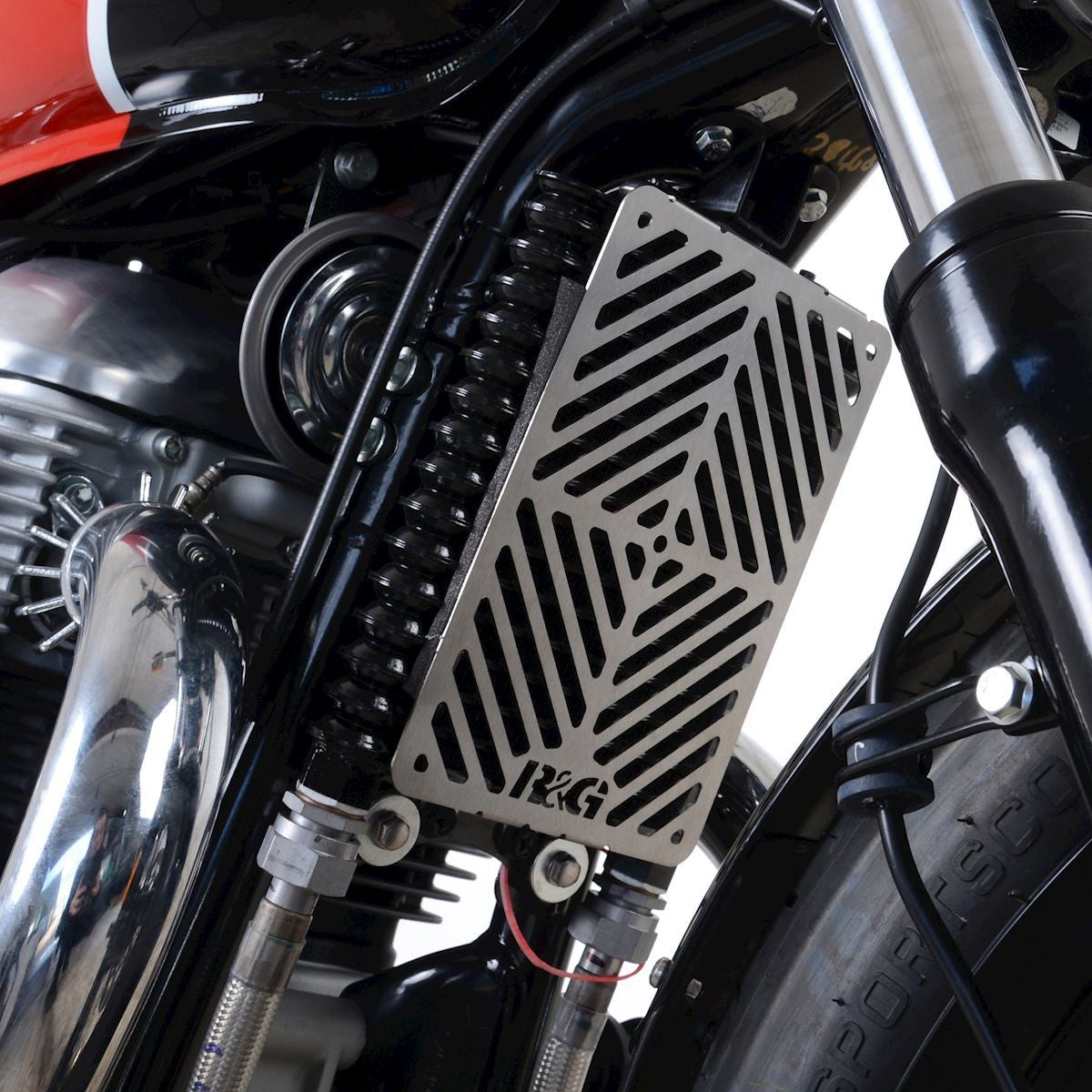R&G Stainless Steel Oil Cooler Guard, Royal Enfield 650 Interceptor '19- / 650 Continental GT '19-