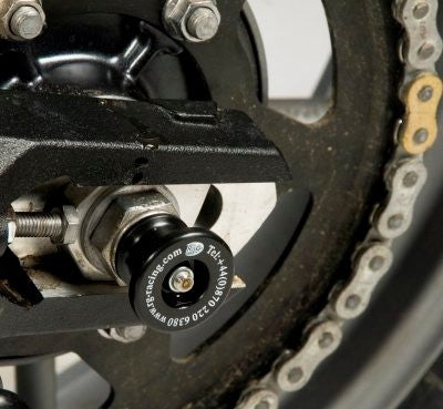 R&G Rear Spindle Sliders, Triumph Tiger 900 (GT/Rally) '20- / 850 Sport '21- / 800 / 800 XRx / 800 XCx / 800 XCa