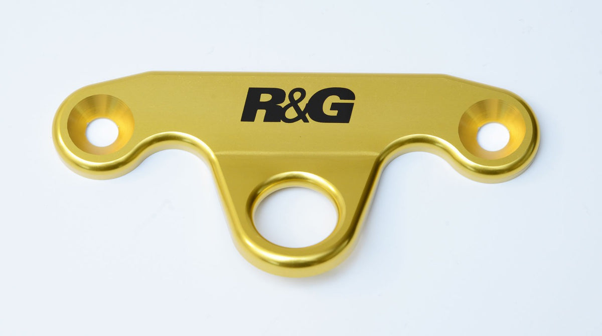 R&G Tie-Down Hooks, pair, gold, Kawasaki ZX-10R(R) '11- (must be fitted with EH0047BK for '21- models)