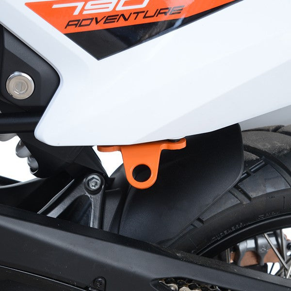 R&G Tie-Down Hooks, pair, orange, KTM 790 Adv. '19-, 890 Adv. '20-'22, Yamaha XTZ700 Tenere '19-, CBR650R '19-, Husq. Norden 901