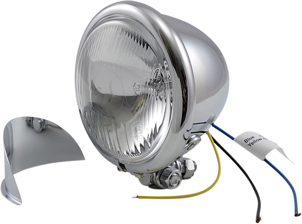 Hovedlys, Spotlight 4.5" W/ Visor Plain Swivel-Mount Chrome H3 55W — Drag Specialties 20-0026-BX-LB2