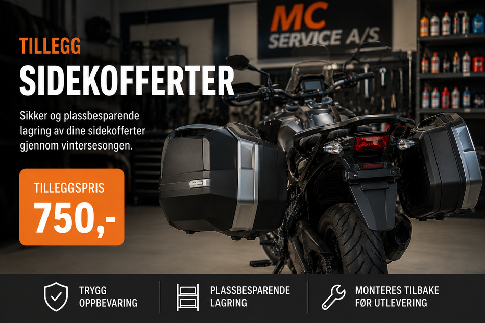 Lagring med sidekoffert/vesker